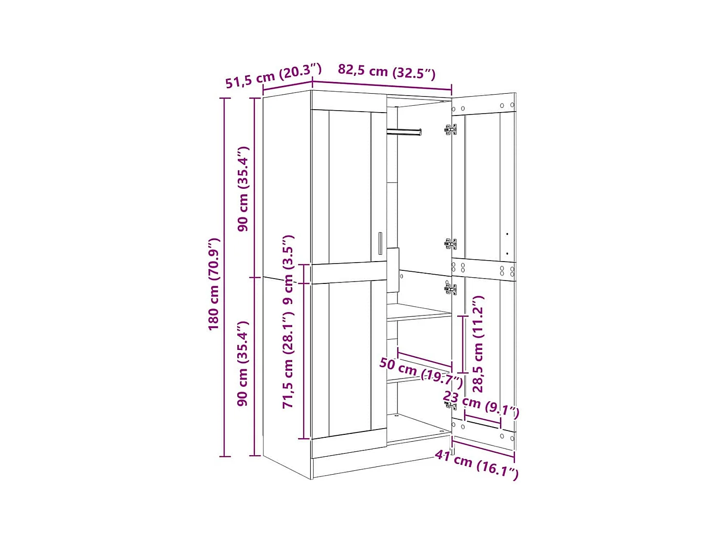 Armoire Bois Ancien 82,5 x 51,5 x 180 cm Bois d'ingénierie