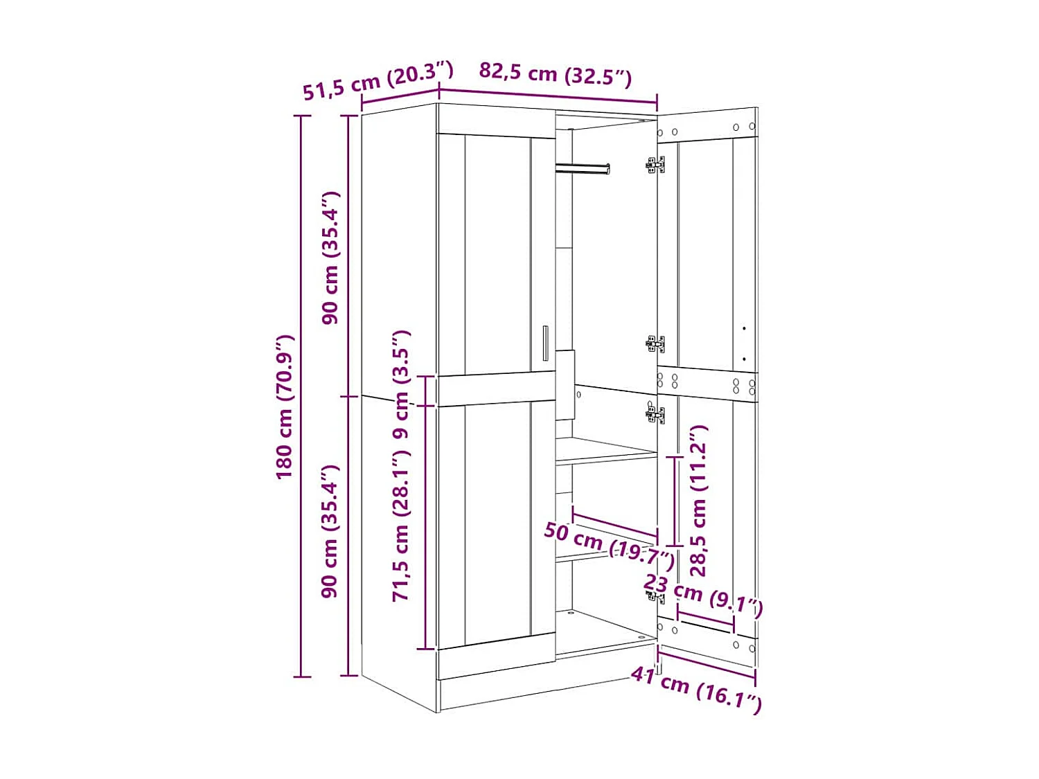 Armoire Bois Ancien 82,5 x 51,5 x 180 cm Bois d'ingénierie