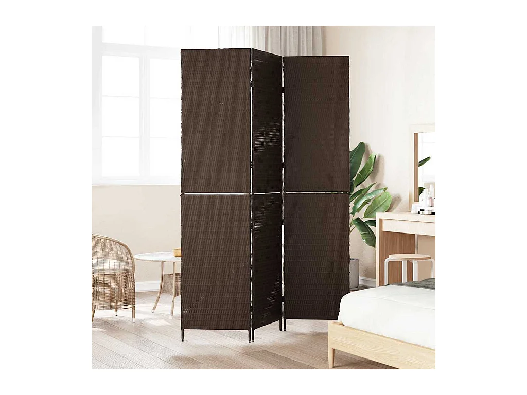 Bruin scherm 146 x 180 cm. polyrotan