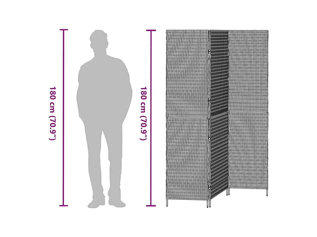 Bruin scherm 146 x 180 cm. polyrotan