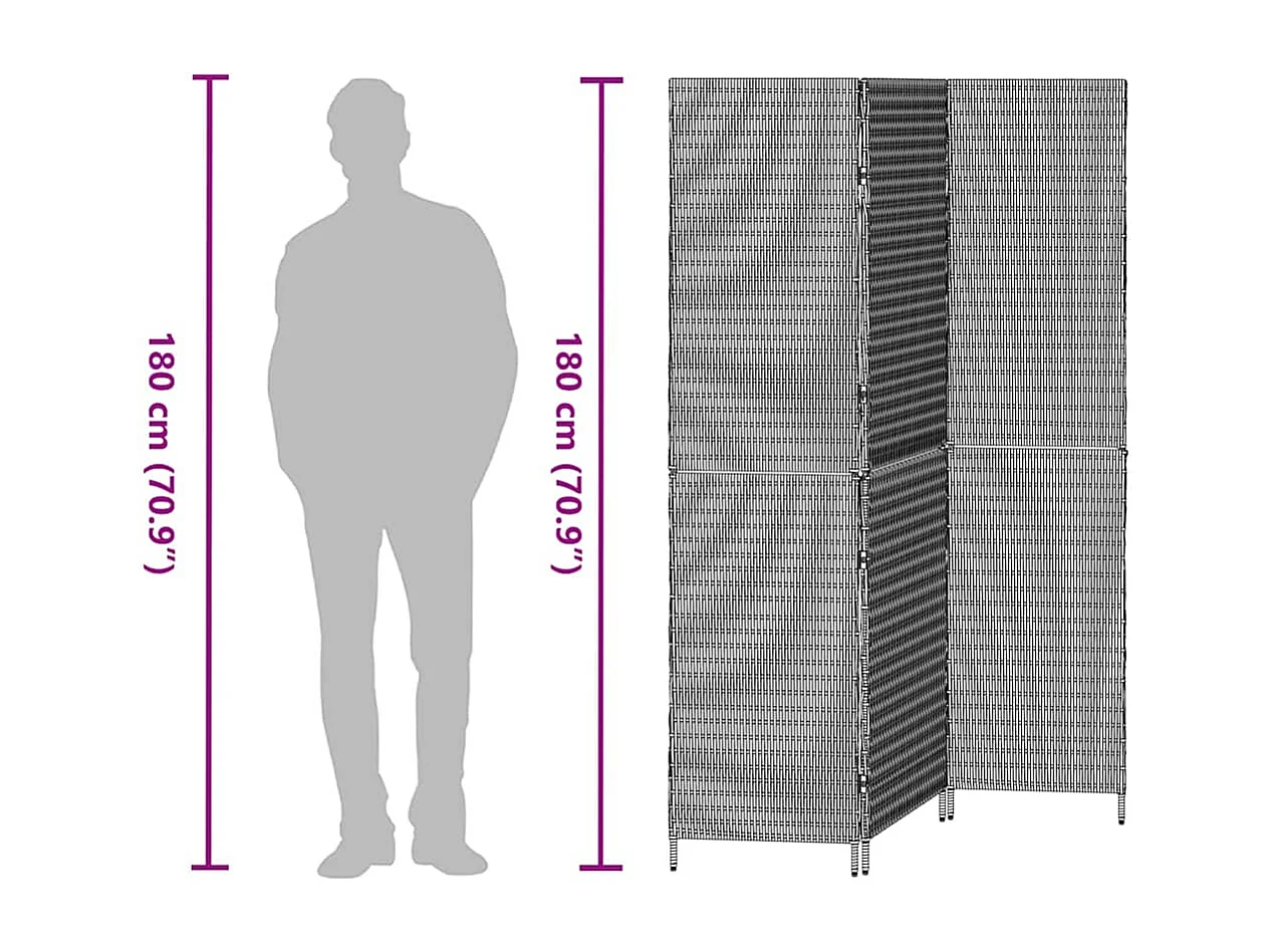 Paravent Marron 146 x 180 cm. polyrotin
