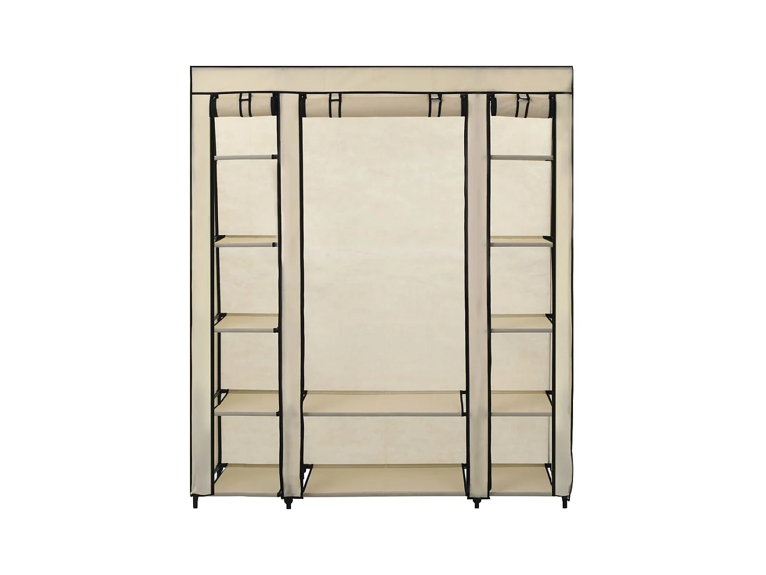 Armario con compartimentos y barras Crema 150x45x176 cm Tela