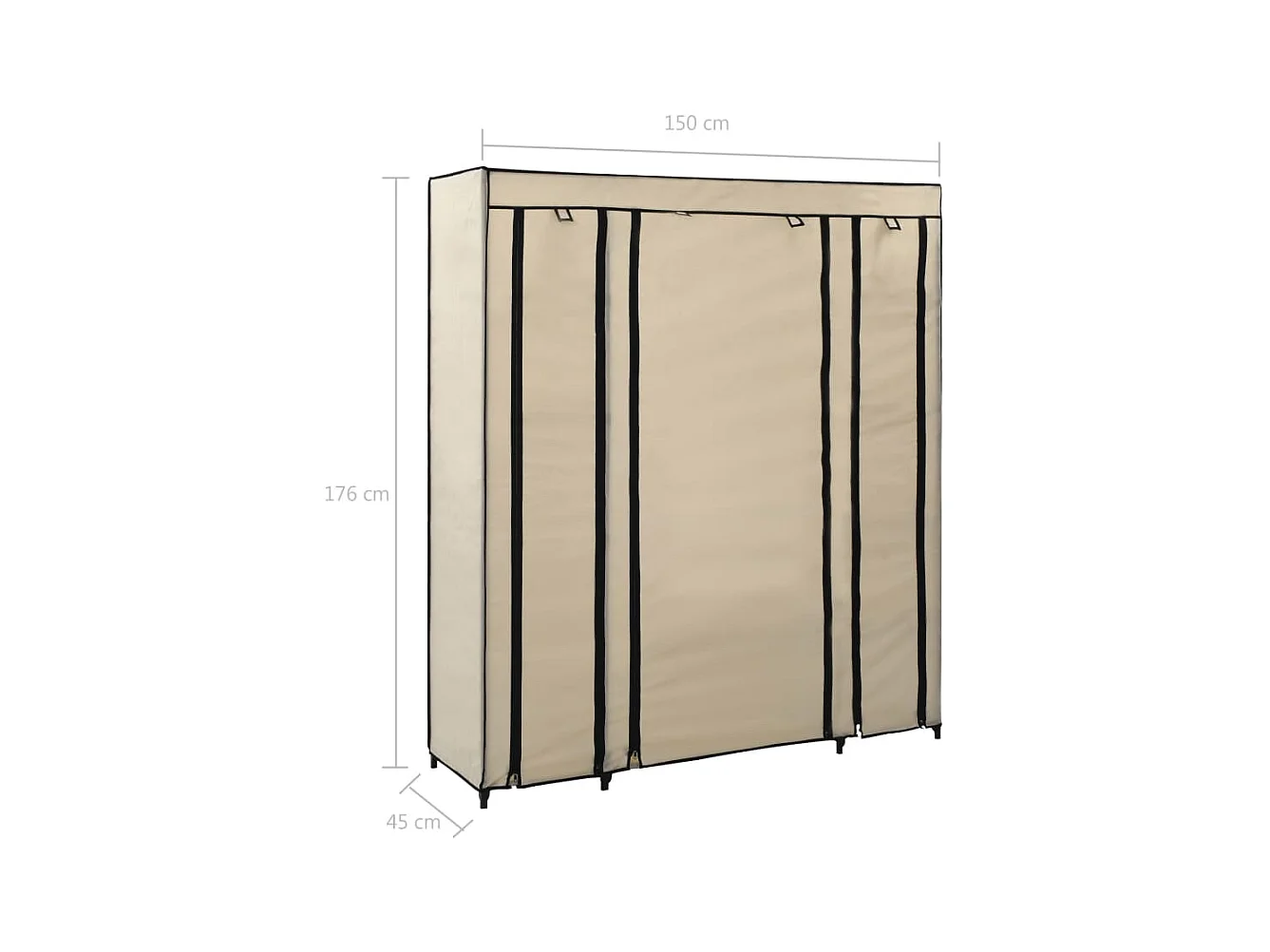 Armario con compartimentos y barras Crema 150x45x176 cm Tela