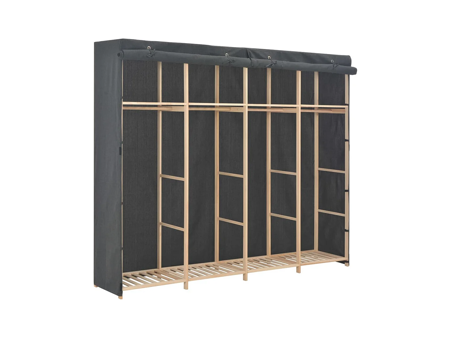 Grauer Kleiderschrank 200 x 40 x 170 cm Stoff