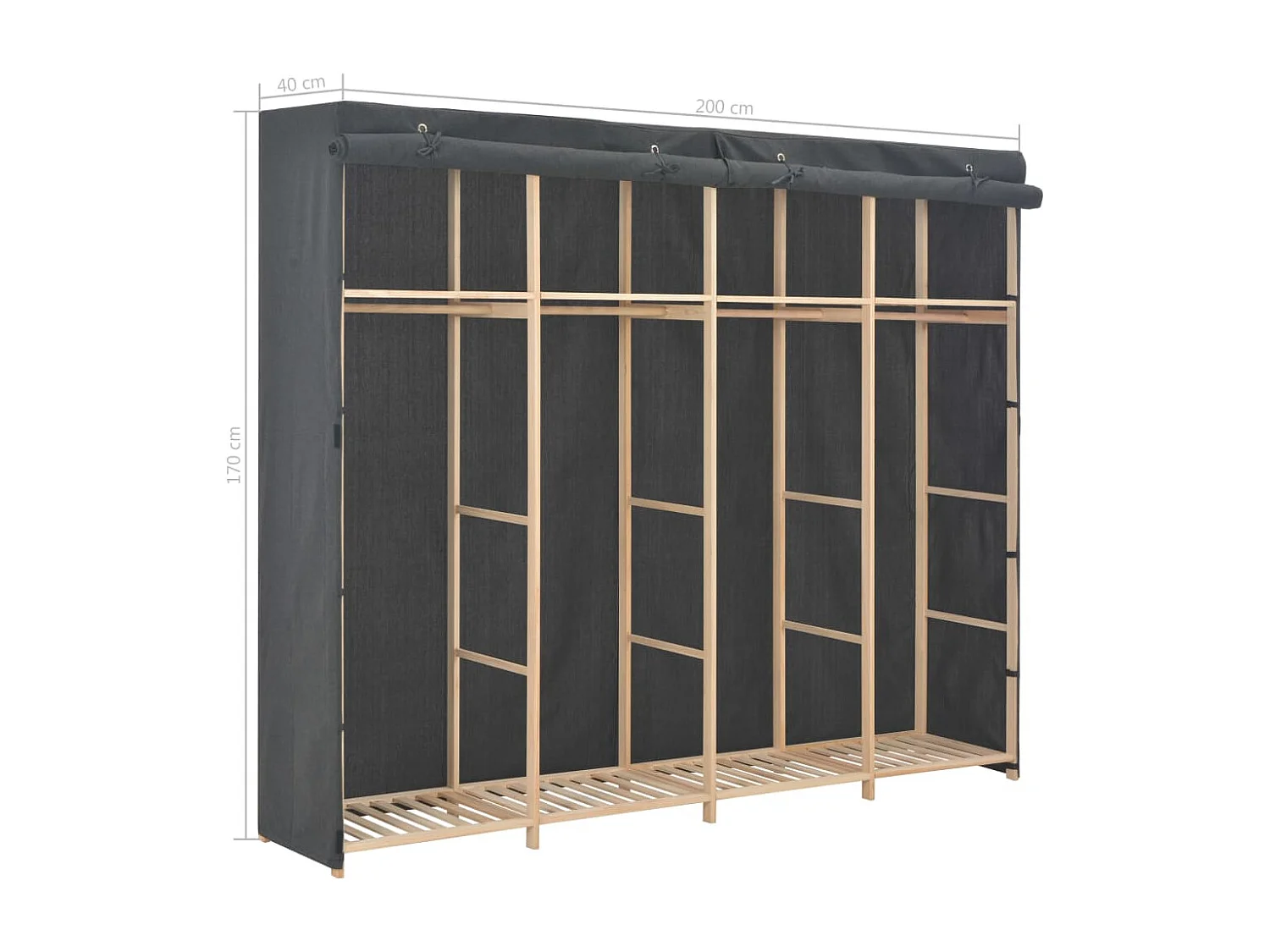 Armario gris 200x40x170 cm Tela