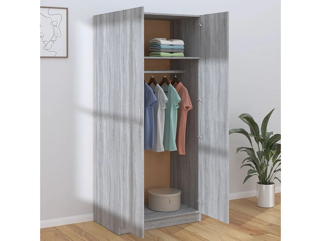 Armario Sonoma Gris 80x52x180 cm Madera de Ingeniería