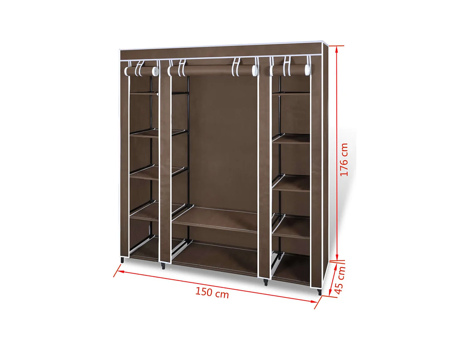 Armadio con scomparti e aste 45 x 150 x 176 cm Marrone