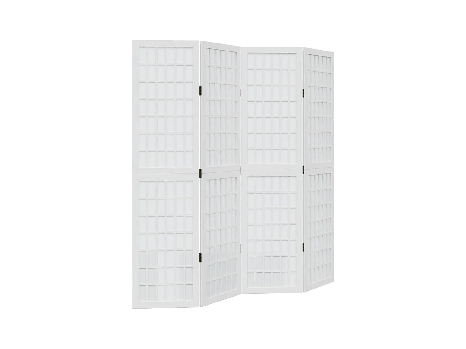 Cloison de séparation 4 panneaux blanc bois de paulownia massif