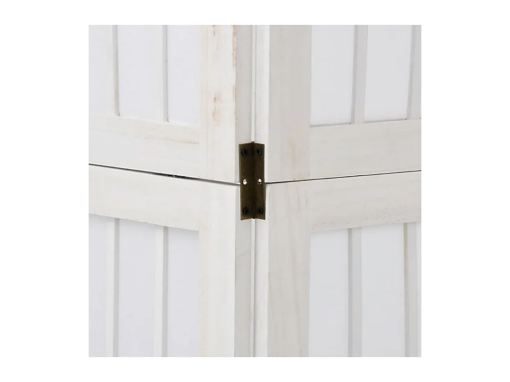 Cloison de séparation 4 panneaux blanc bois de paulownia massif