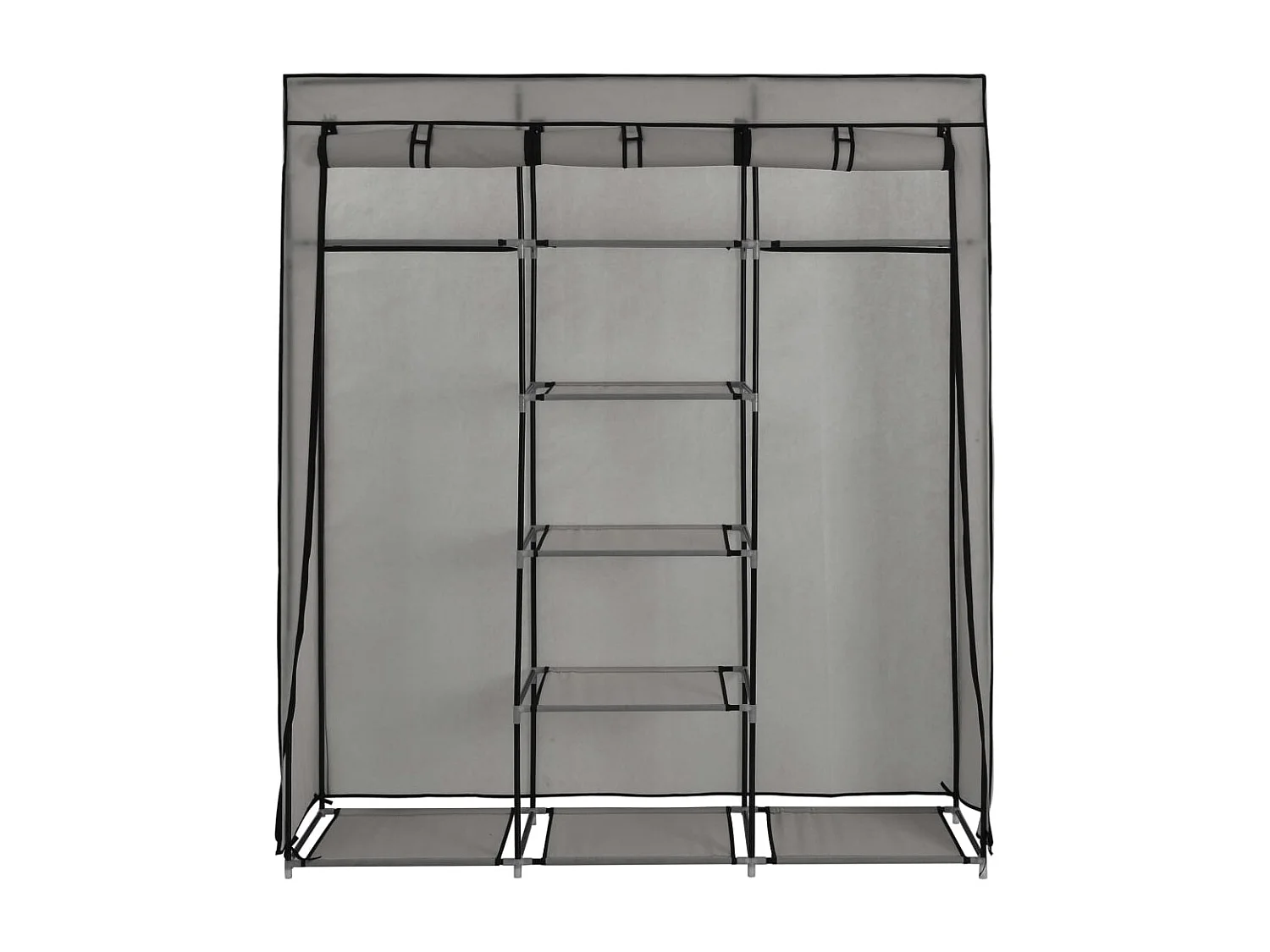 Kleiderschrank mit Fächern und Stangen Grau 150x45x175 cm Stoff