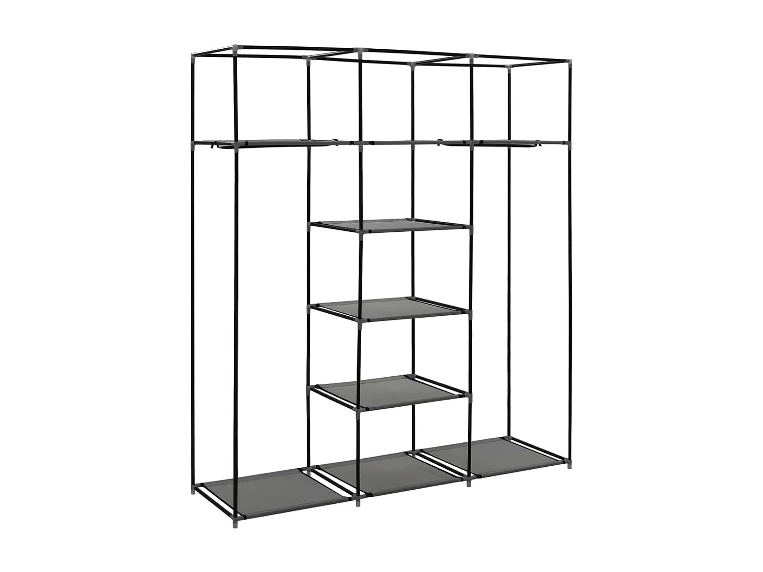 Kleiderschrank mit Fächern und Stangen Grau 150x45x175 cm Stoff