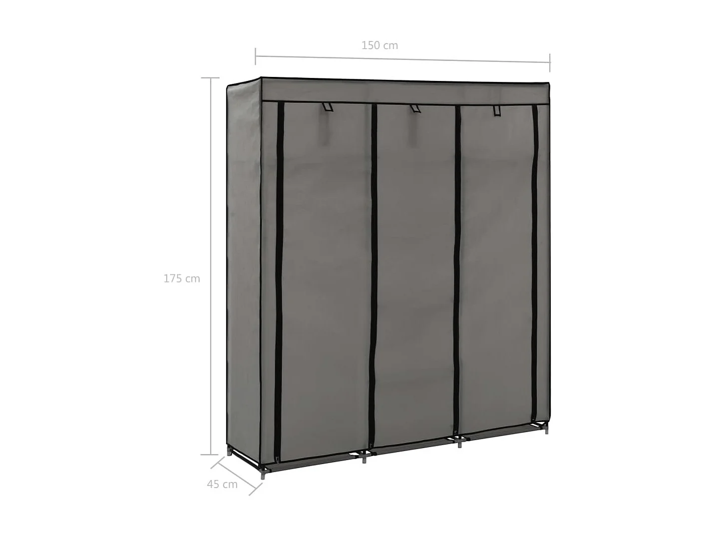 Kleiderschrank mit Fächern und Stangen Grau 150x45x175 cm Stoff