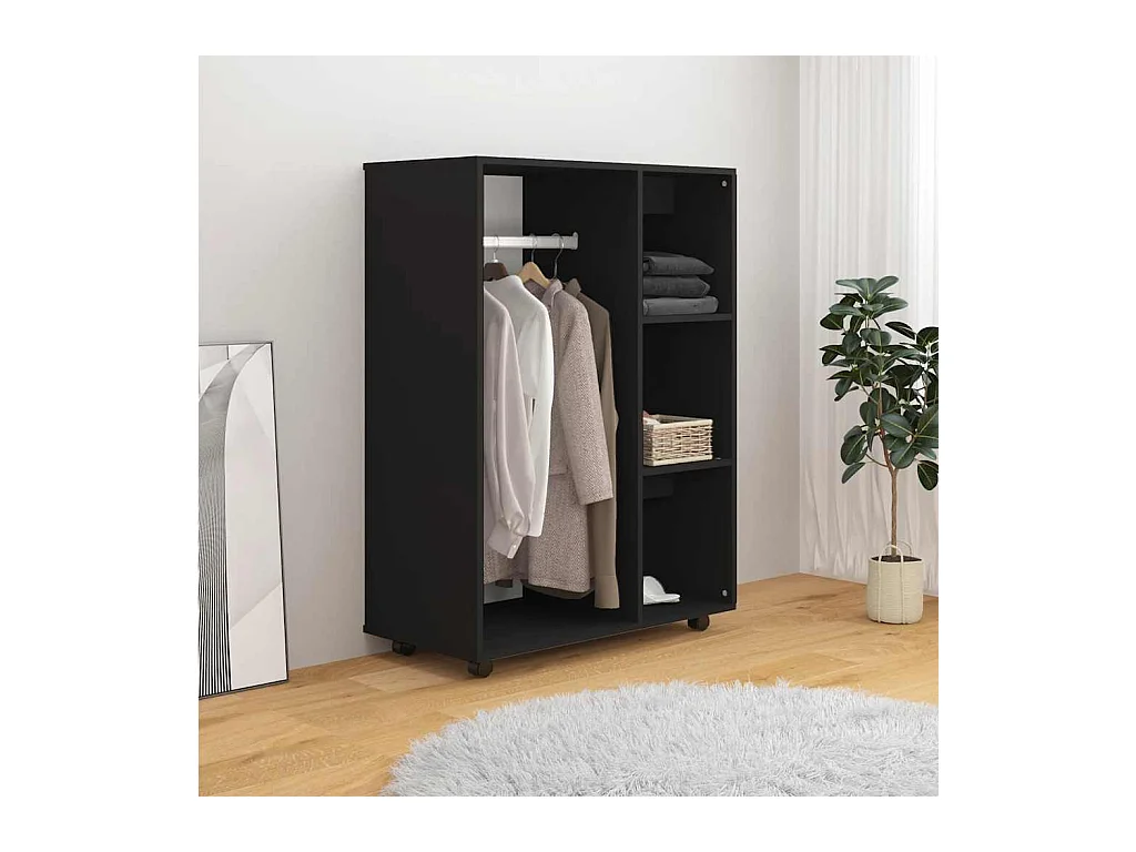 Zwarte kledingkast 80x40x110 cm Technisch hout