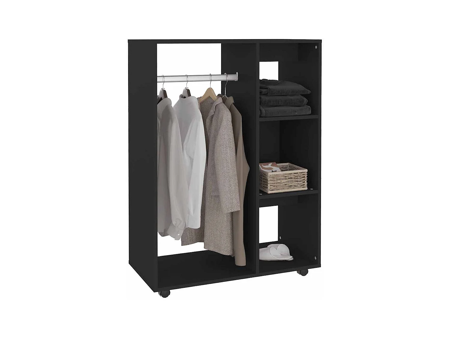 Zwarte kledingkast 80x40x110 cm Technisch hout