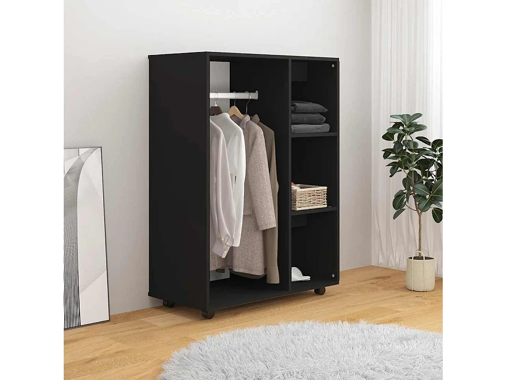 Armario negro 80x40x110 cm Madera contrachapada