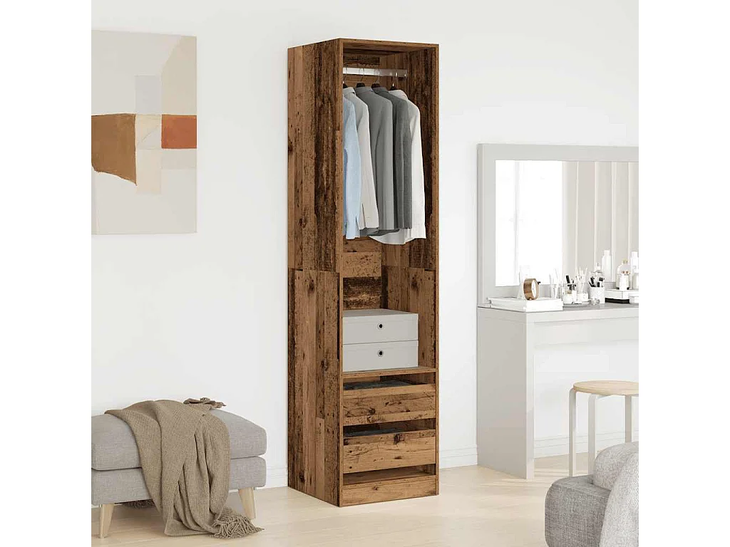 Garde-robe vieux bois 50x50x200 cm bois d'ingénierie