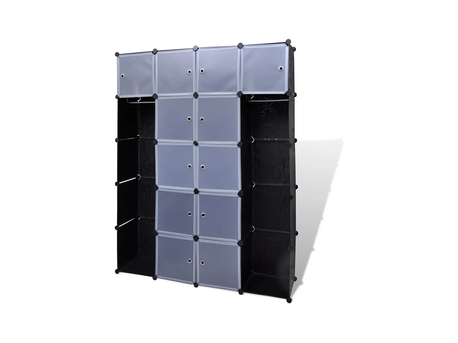 Armario modular 14 compartimentos Blanco y negro 37x146x180,5cm