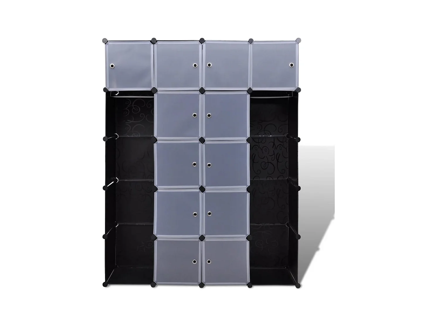 Armario modular 14 compartimentos Blanco y negro 37x146x180,5cm