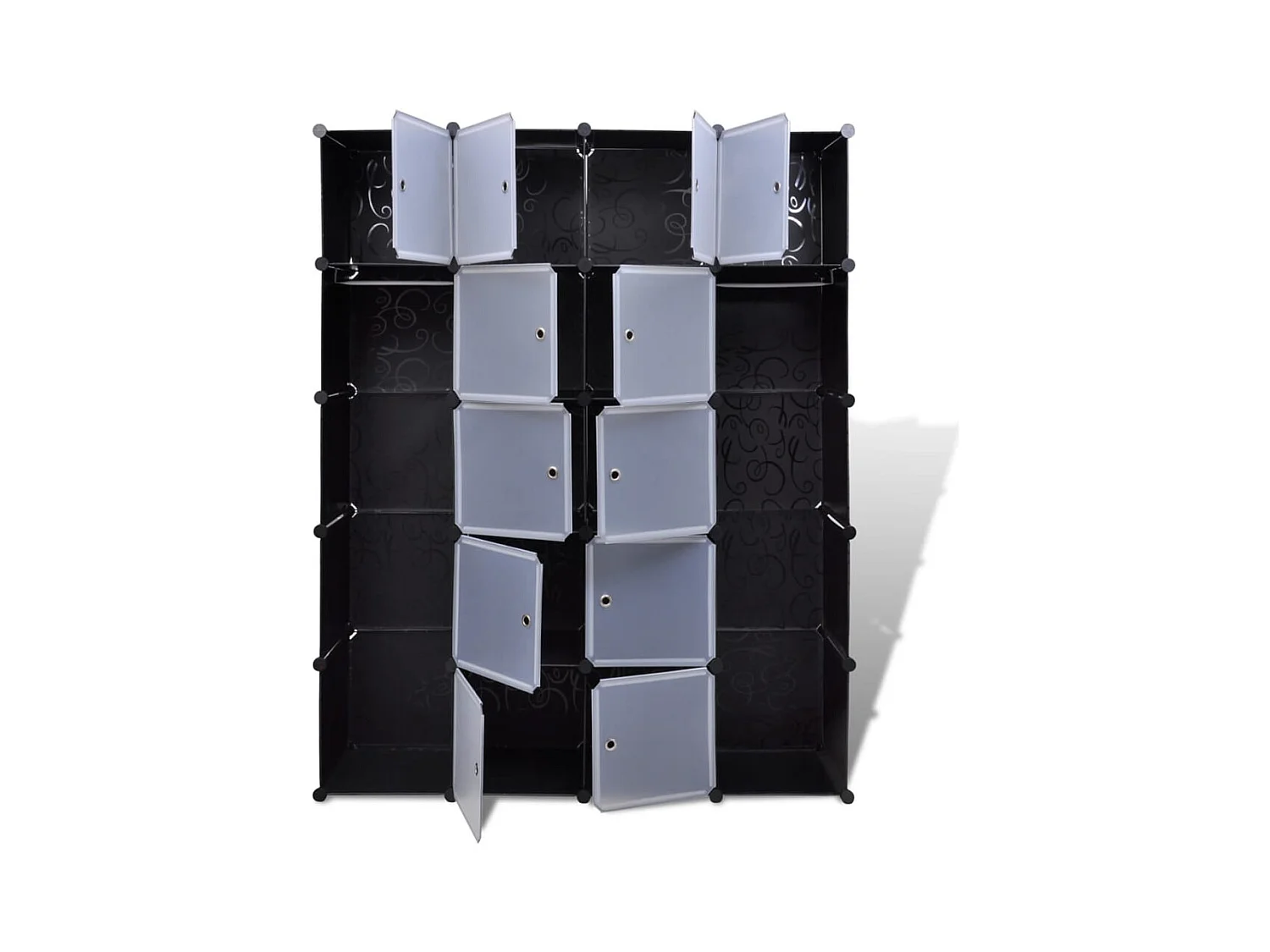 Armario modular 14 compartimentos Blanco y negro 37x146x180,5cm