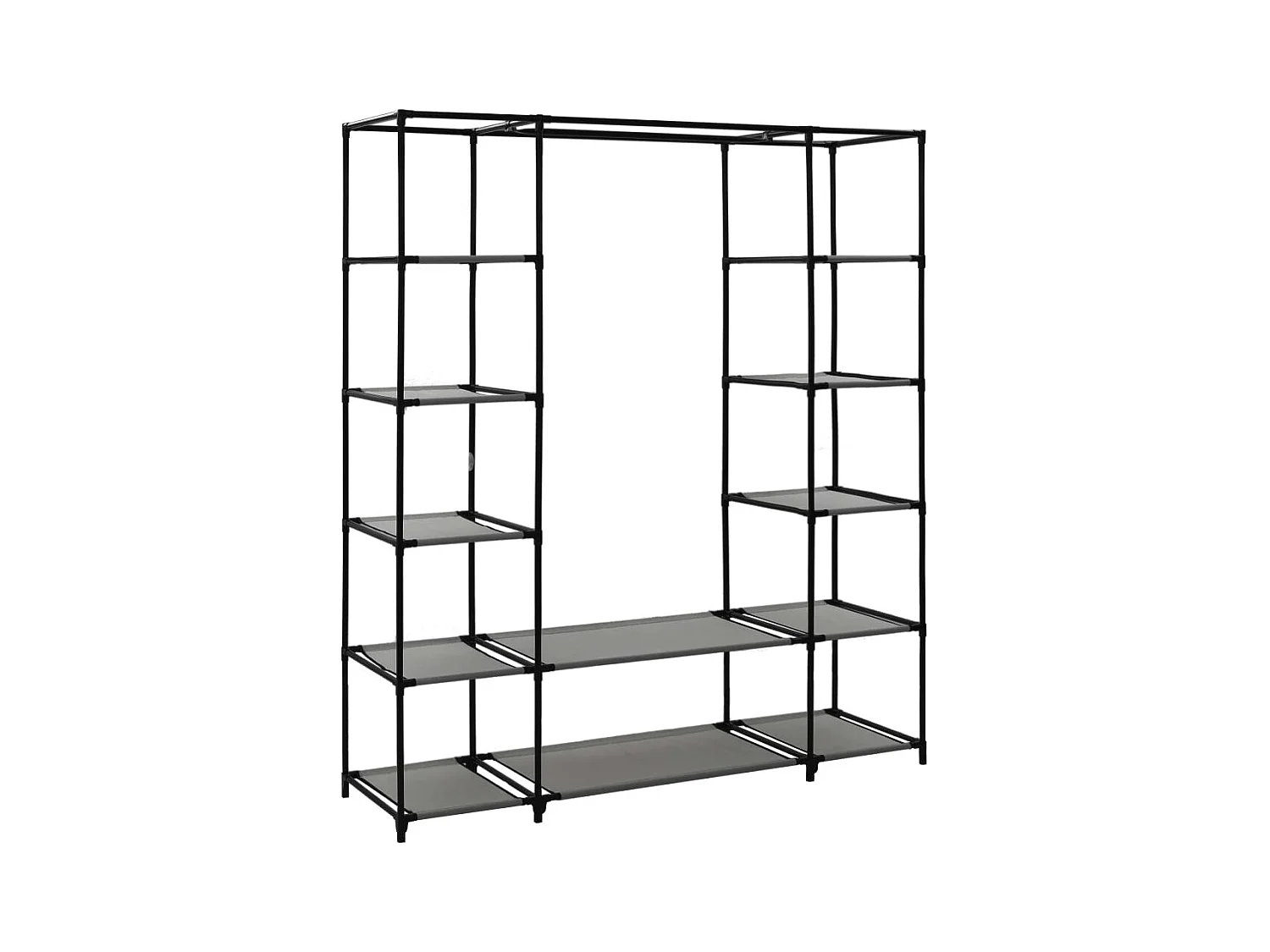 Kleiderschrank mit Fächern und Stangen Grau 150x45x176 cm Stoff