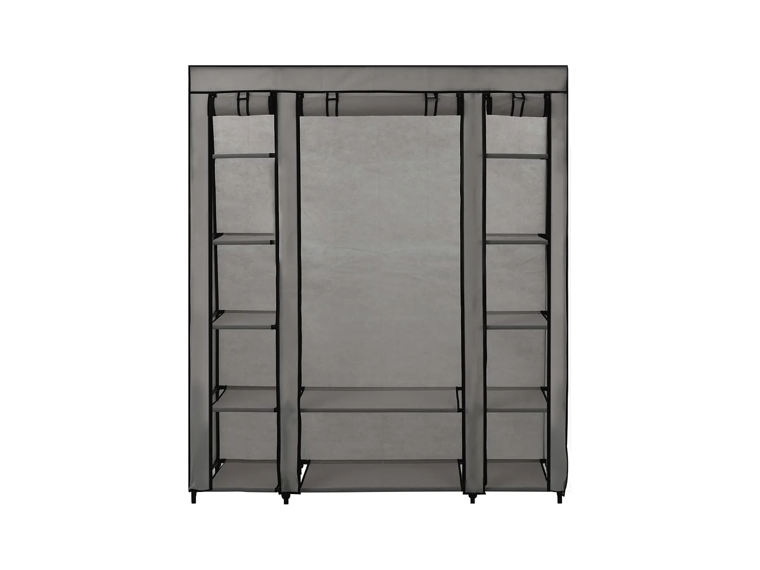 Kledingkast met vakken en roedes Grijs 150x45x176 cm Stof