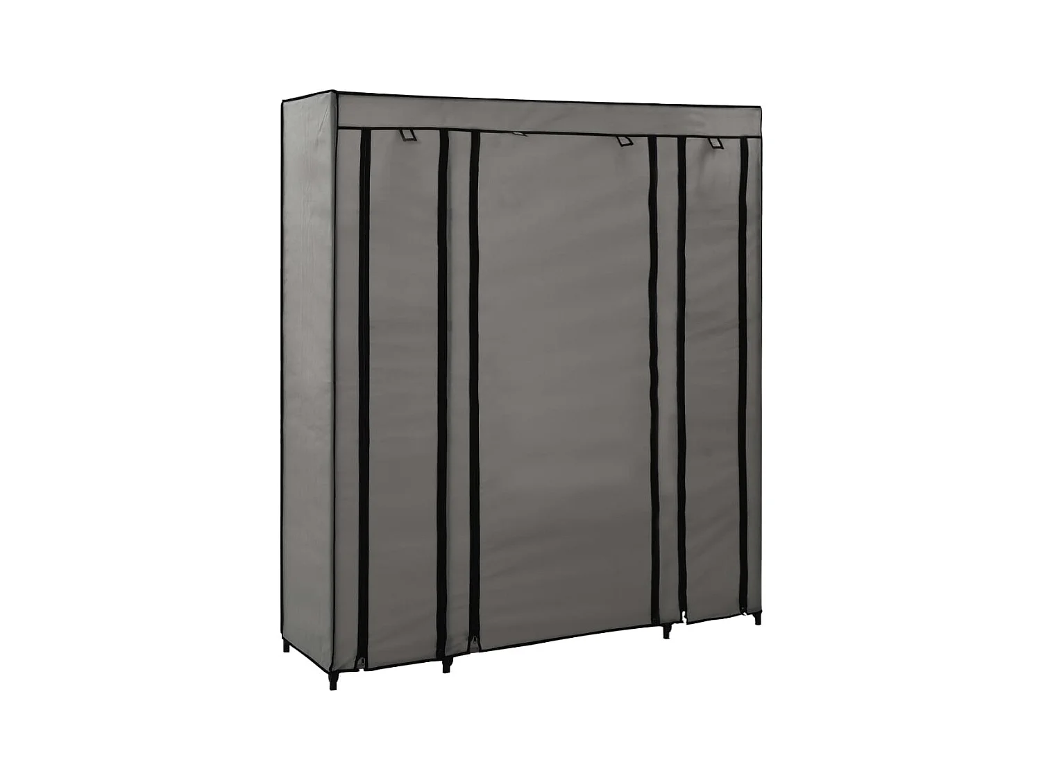 Kledingkast met vakken en roedes Grijs 150x45x176 cm Stof