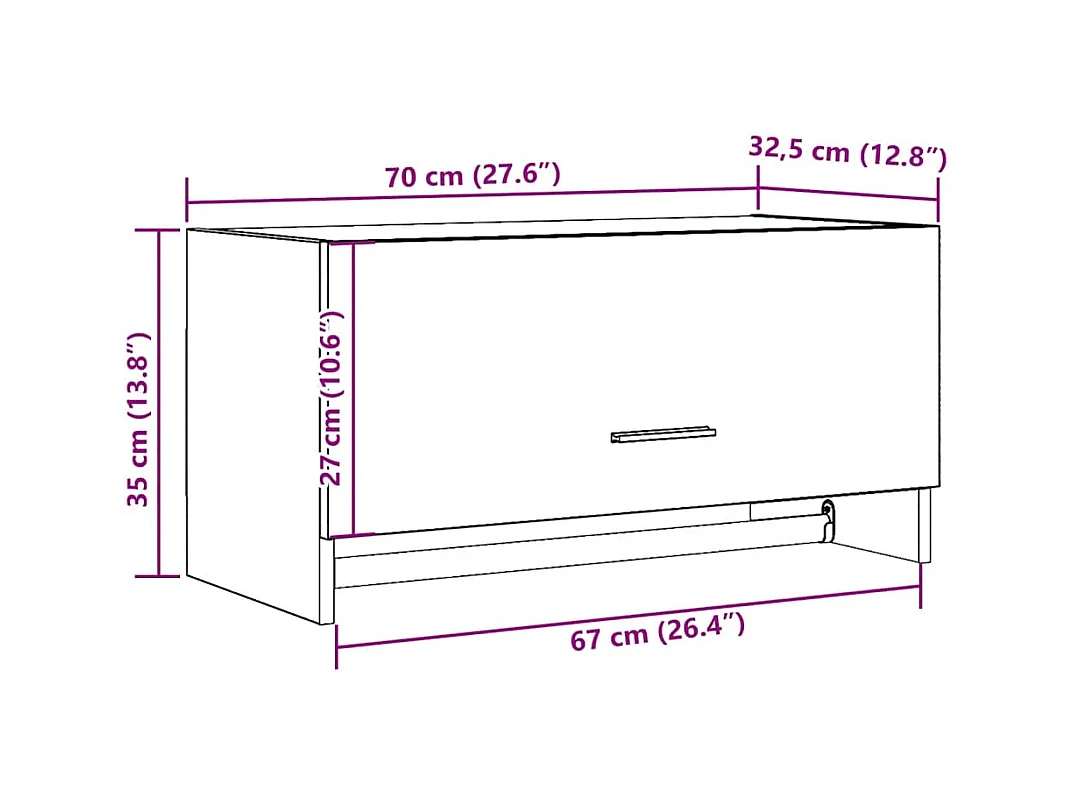 Garde-robe vieux bois 70x32,5x35 cm bois d'ingénierie