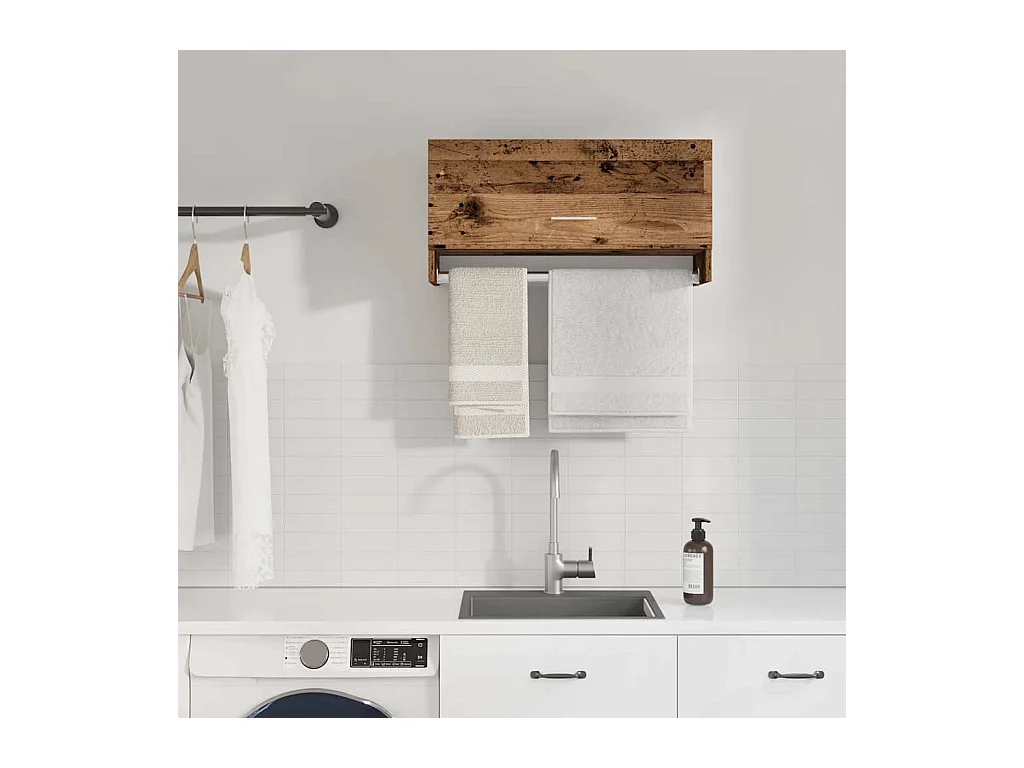 Kledingkast oud hout 70x32,5x35 cm bewerkt hout