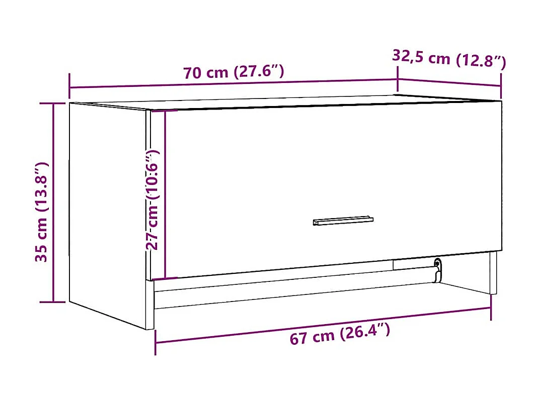 Garde-robe vieux bois 70x32,5x35 cm bois d'ingénierie