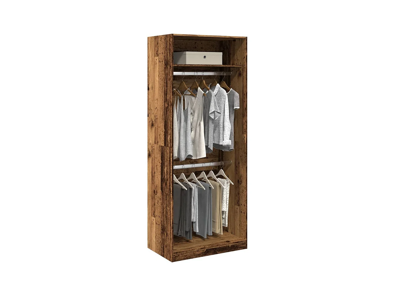 Kledingkast oud hout 80x50x200 cm bewerkt hout