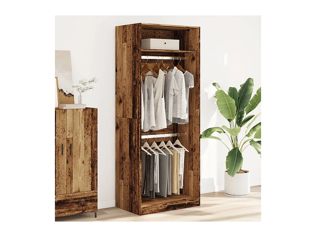 Kledingkast oud hout 80x50x200 cm bewerkt hout