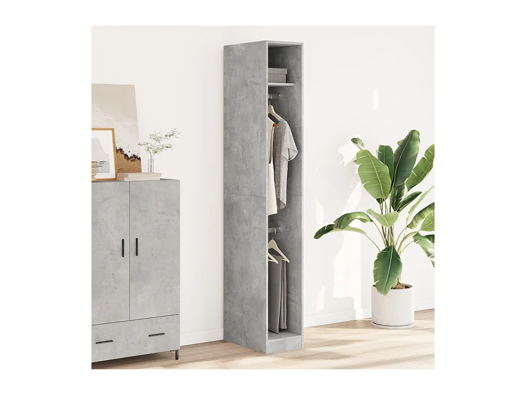 Armadio grigio cemento 30x50x200 cm in legno ingegnerizzato