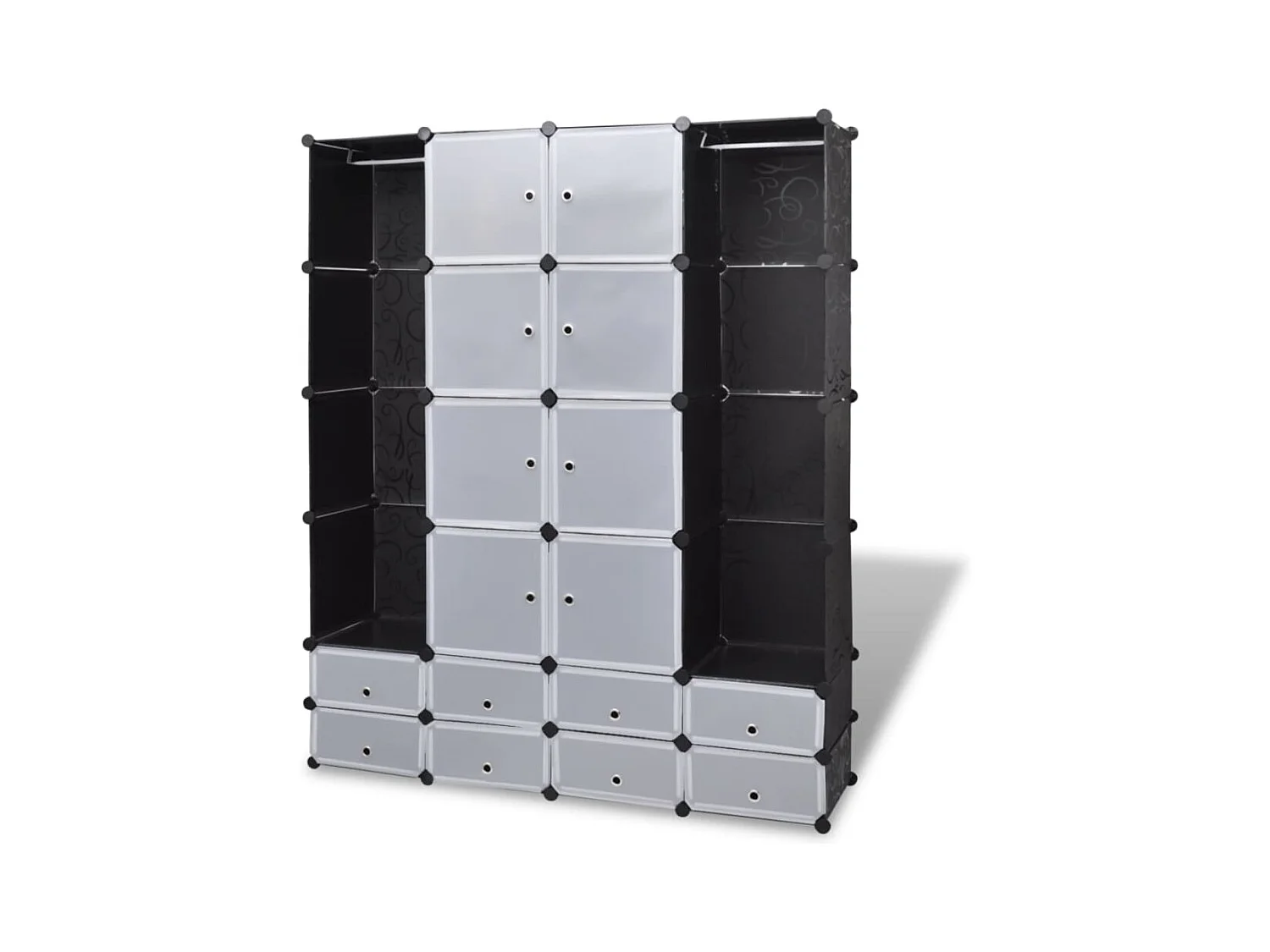 Armario modular 18 compartimentos Blanco y negro 37x146x180,5cm