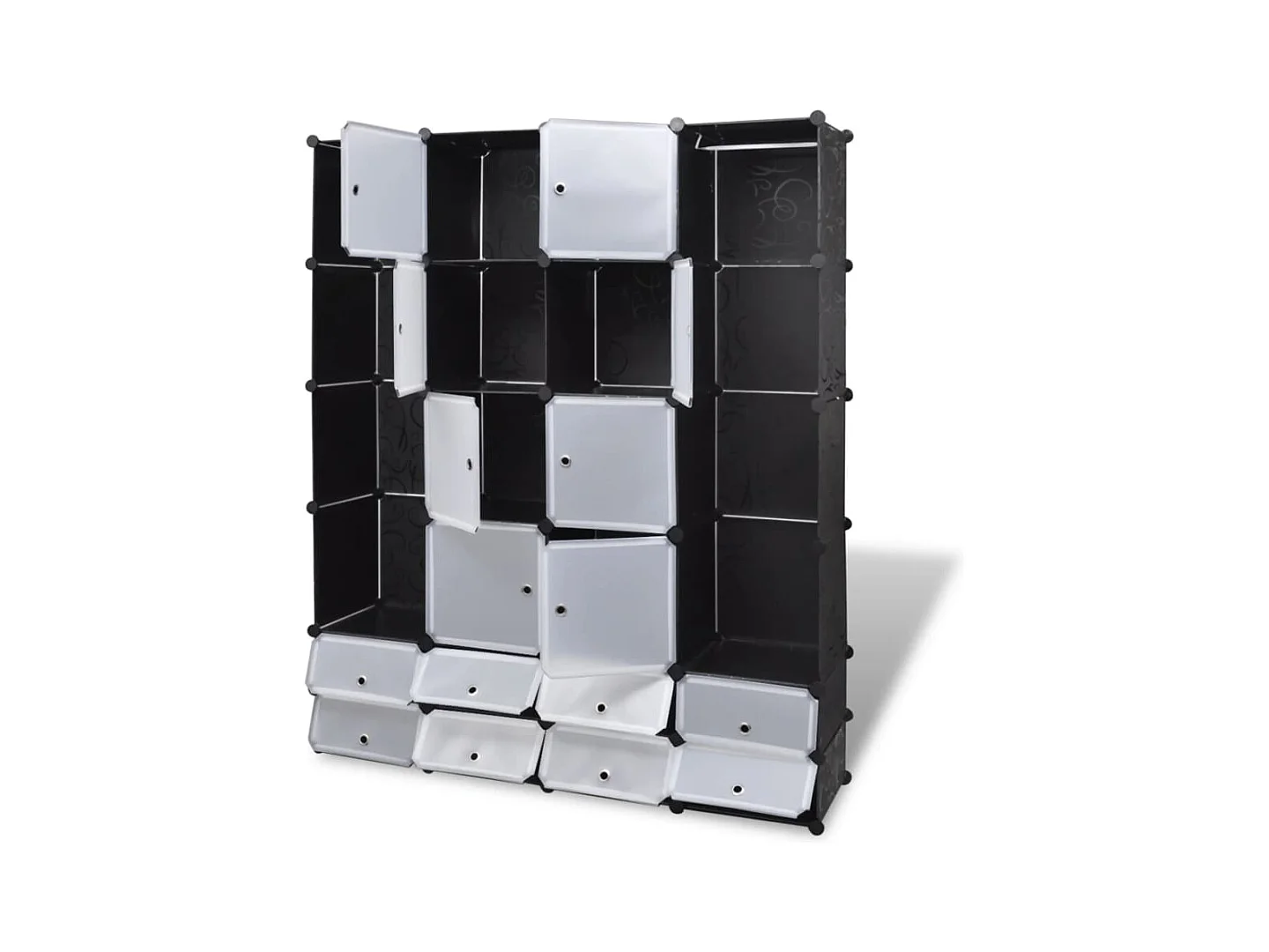 Armario modular 18 compartimentos Blanco y negro 37x146x180,5cm