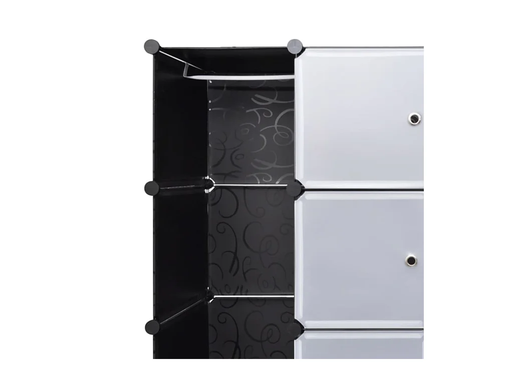 Armario modular 18 compartimentos Blanco y negro 37x146x180,5cm