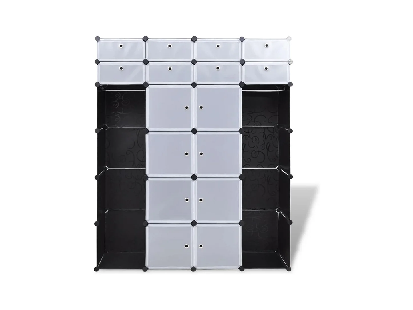 Armario modular 18 compartimentos Blanco y negro 37x146x180,5cm