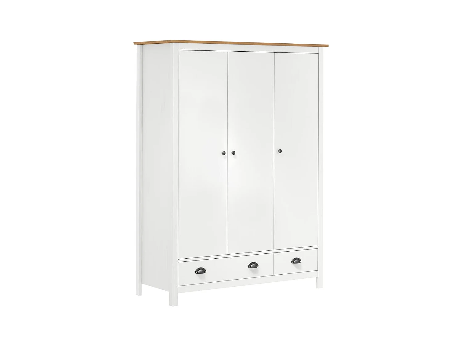 Armario Hill 3 puertas Blanco 127x50x170 cm Madera maciza de pino