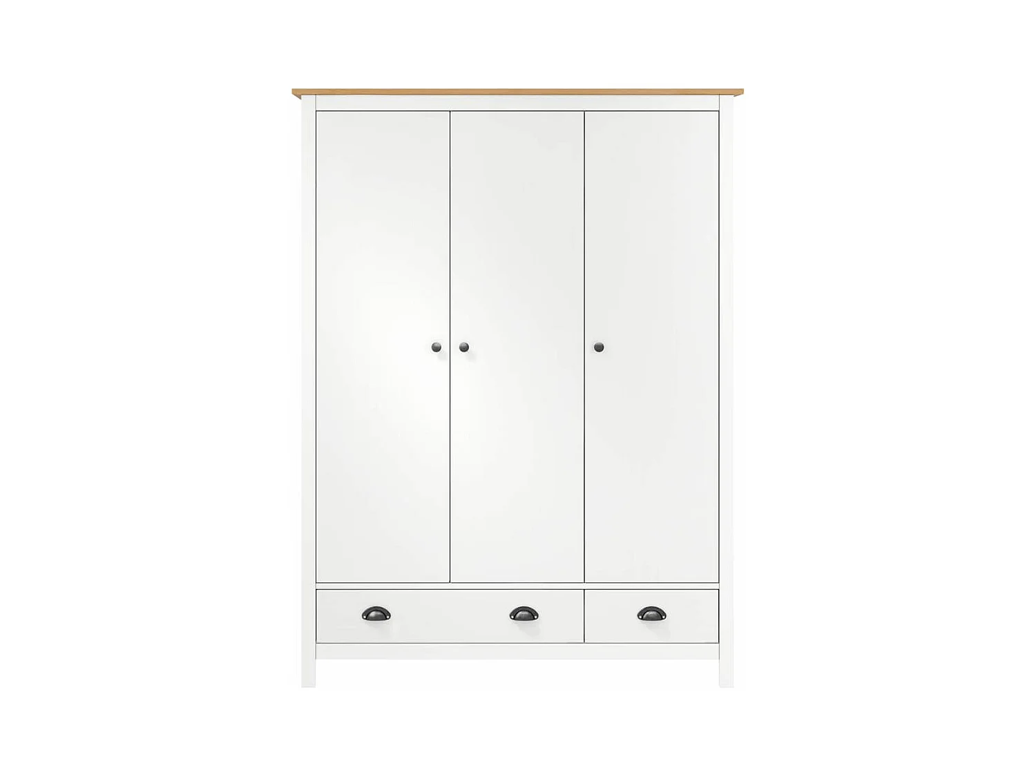 Armario Hill 3 puertas Blanco 127x50x170 cm Madera maciza de pino