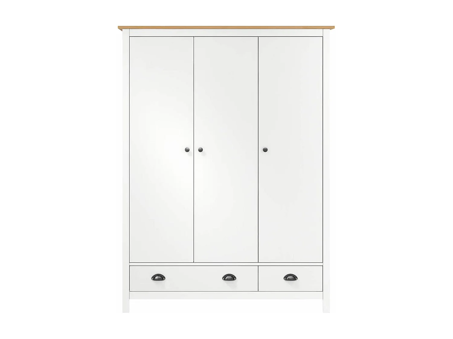 Armario Hill 3 puertas Blanco 127x50x170 cm Madera maciza de pino