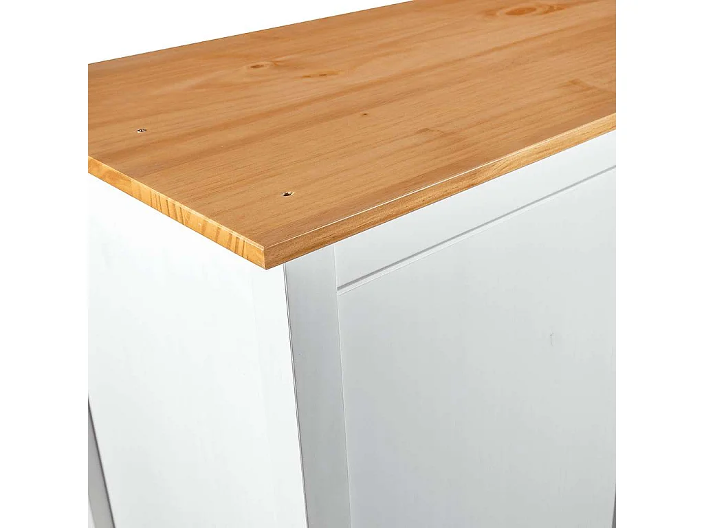 Armario Hill 3 puertas Blanco 127x50x170 cm Madera maciza de pino