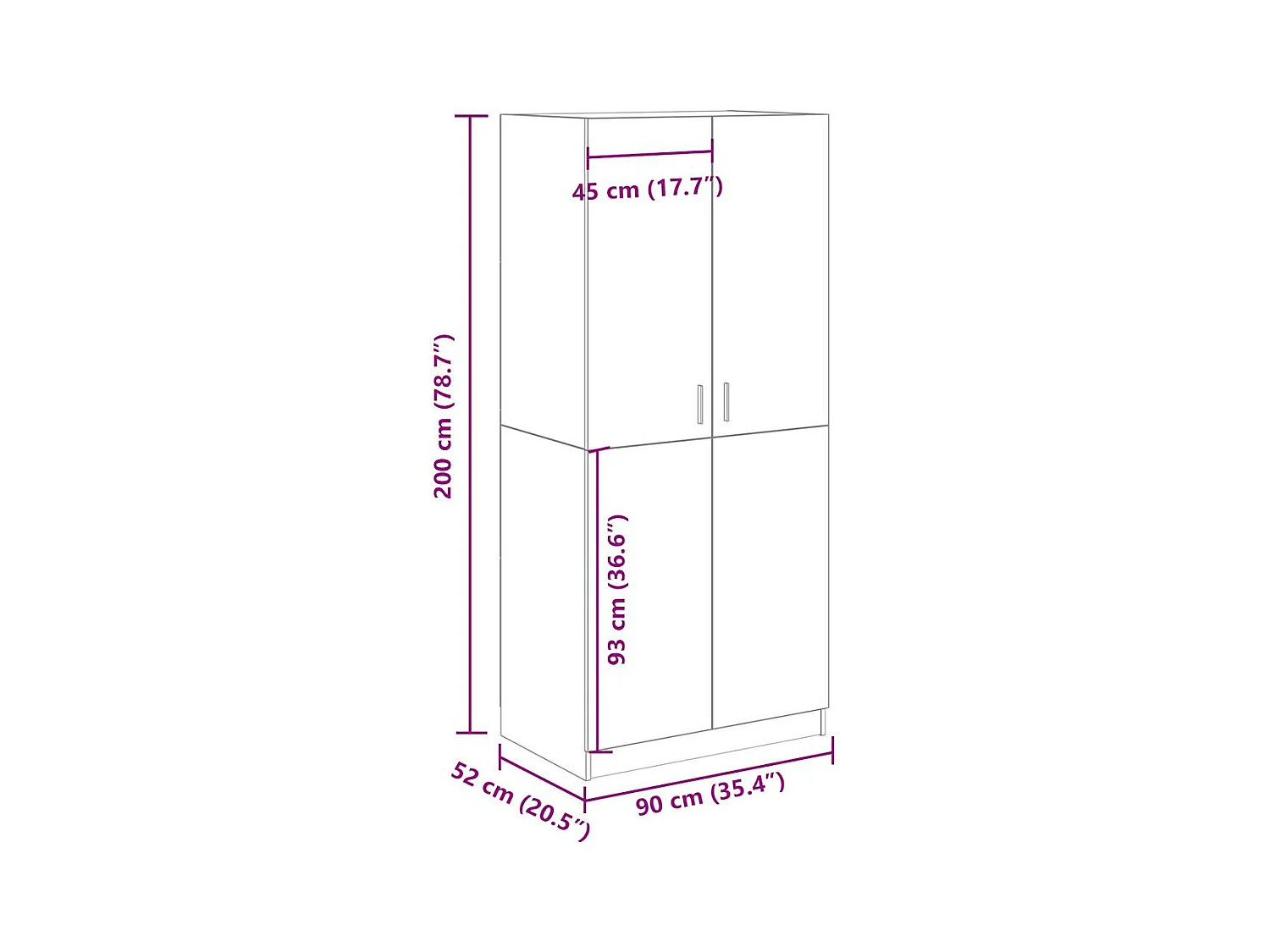 Kledingkast oud hout 90x52x200 cm bewerkt hout