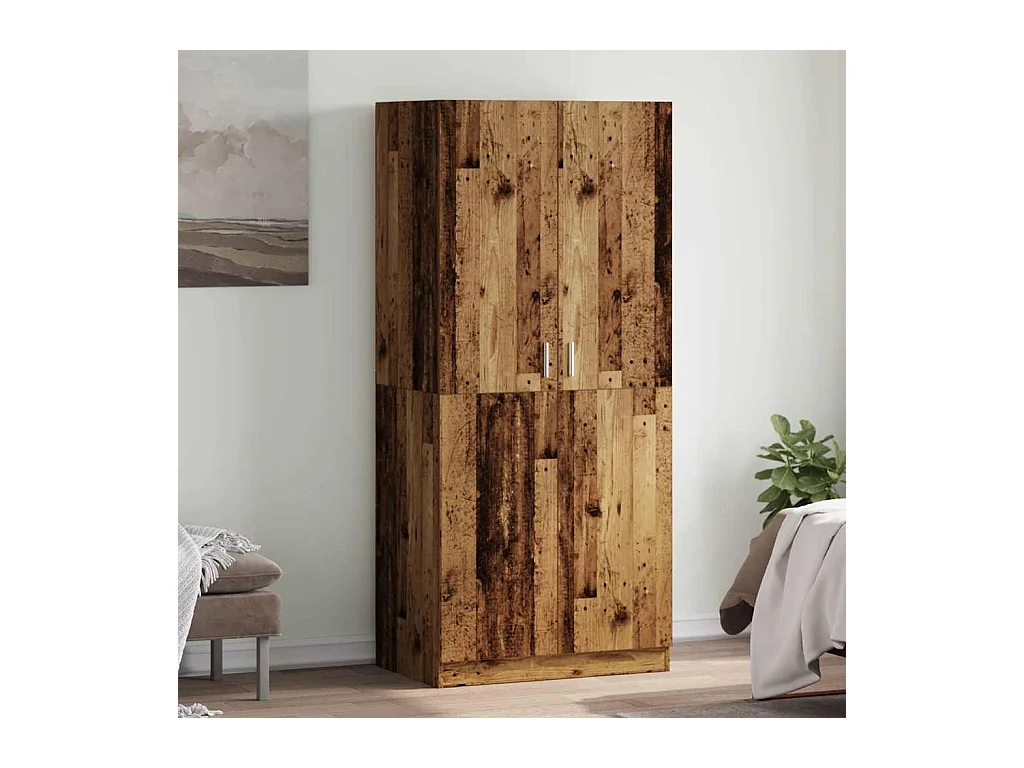 Garde-robe vieux bois 90x52x200 cm bois d'ingénierie