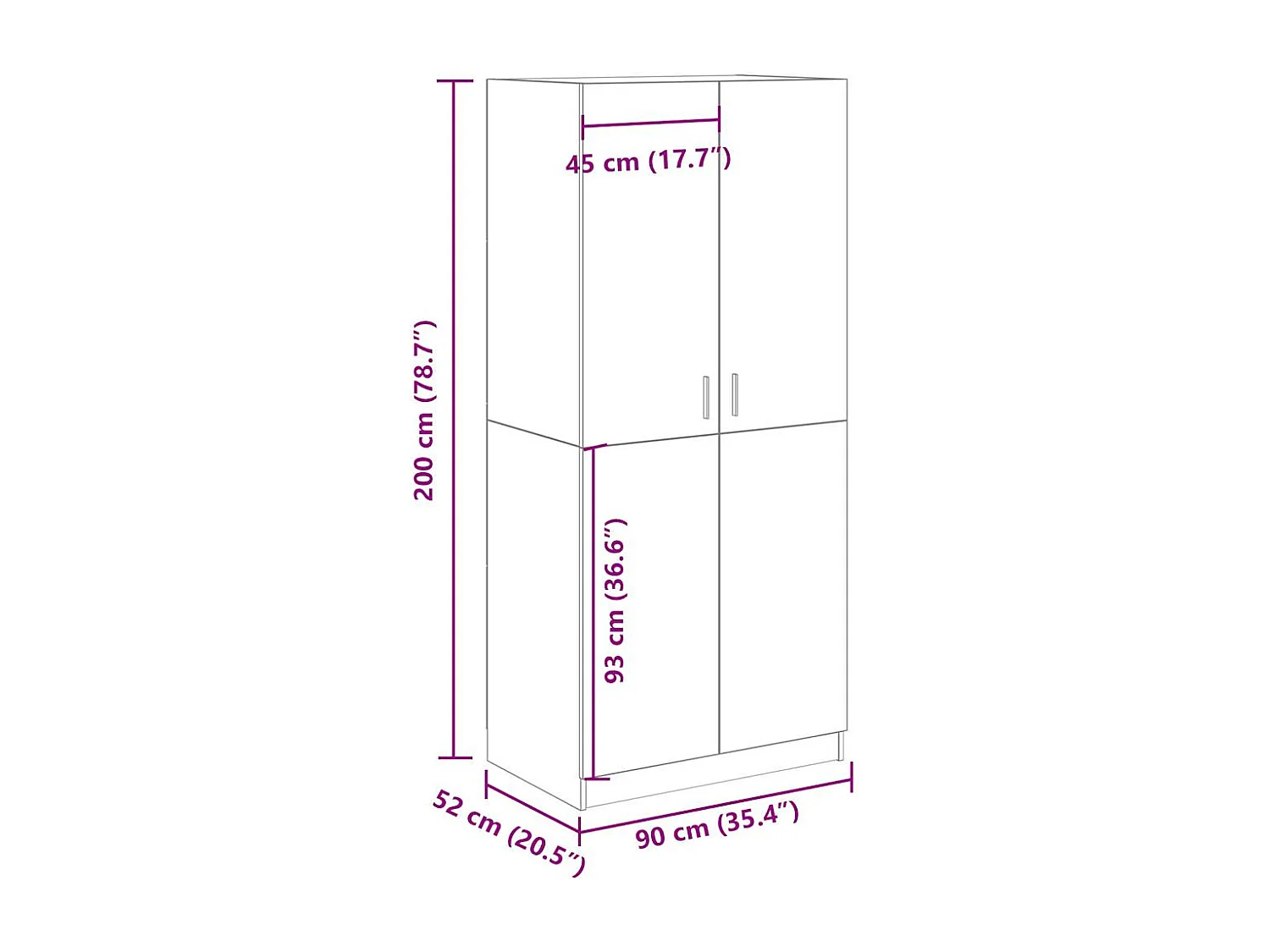 Garde-robe vieux bois 90x52x200 cm bois d'ingénierie