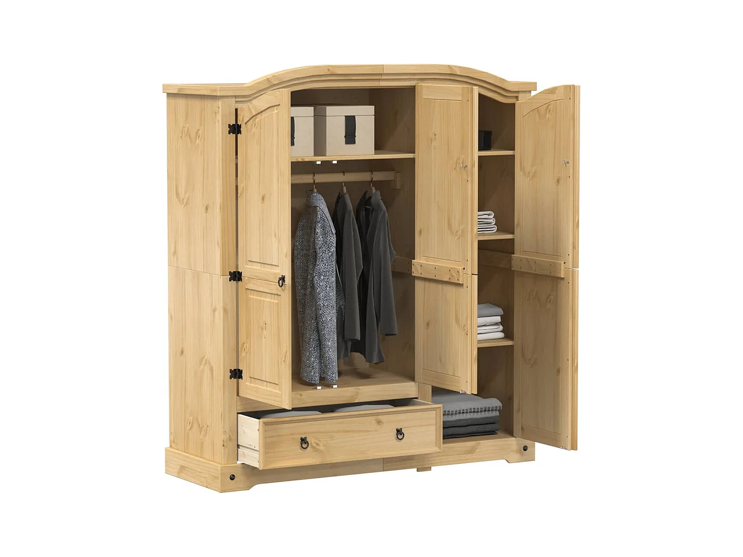Garde-robe Corona 151,5x52x170 cm bois de pin massif