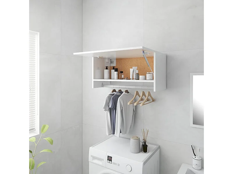 Kledingkast wit hoogglans 70x32,5x35 cm bewerkt hout