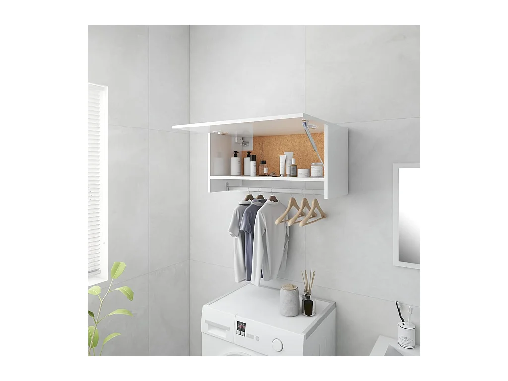 Armario blanco brillo 70x32,5x35 cm madera contrachapada