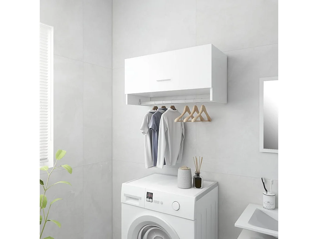 Armario blanco brillo 70x32,5x35 cm madera contrachapada