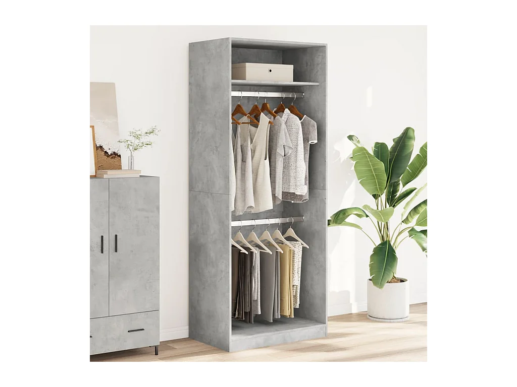 Armadio grigio cemento 80x50x200 cm in legno ingegnerizzato