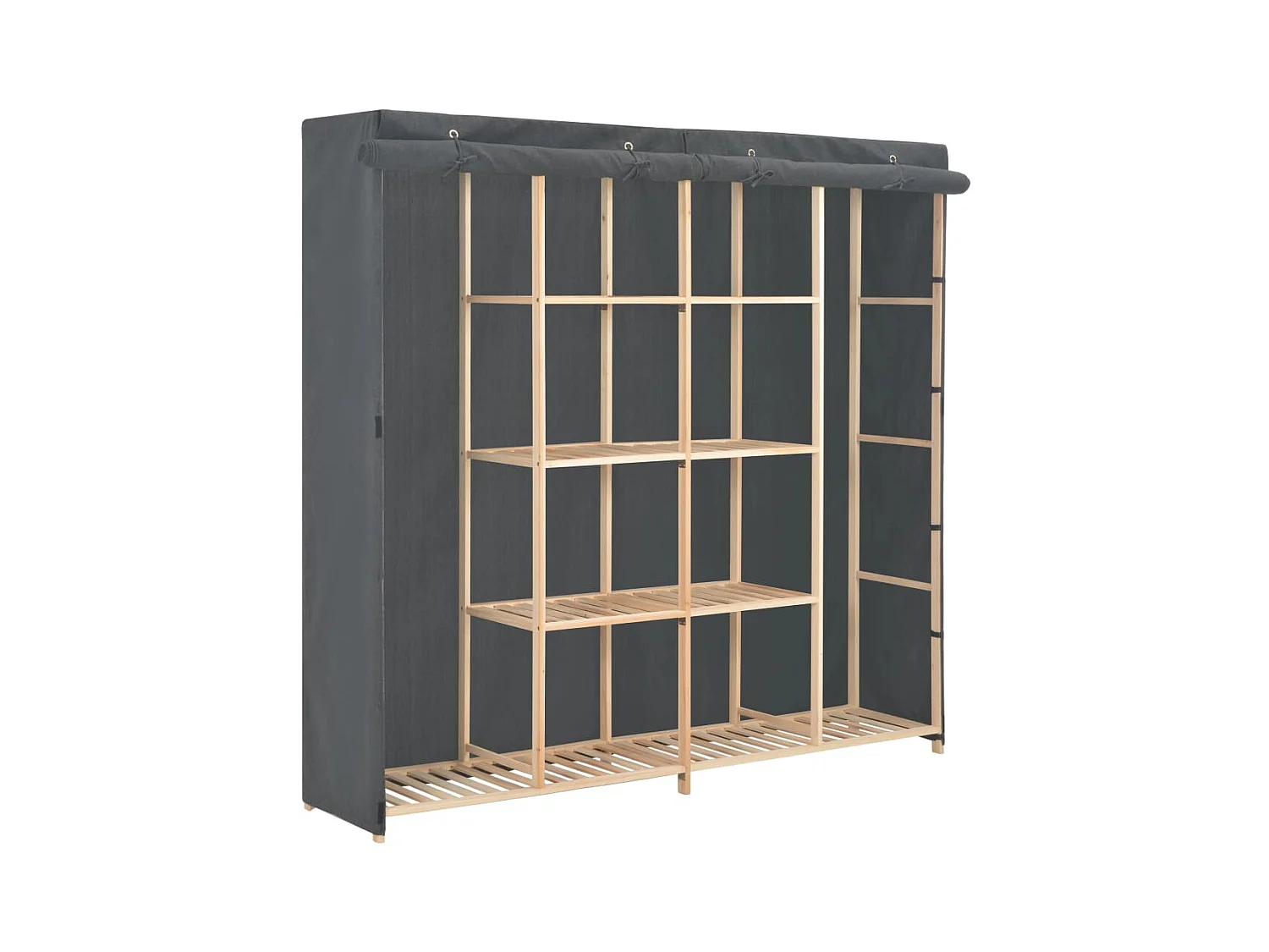 Grauer Kleiderschrank 173x40x170 cm Stoff