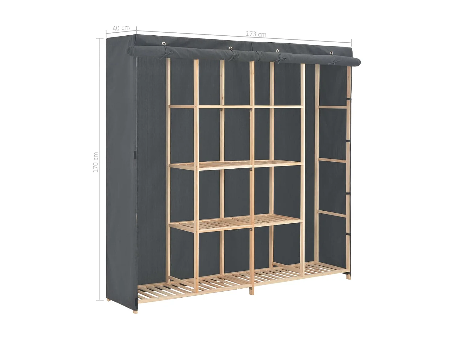 Grauer Kleiderschrank 173x40x170 cm Stoff